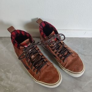 Vans hi tops buffalo check and camel shoes